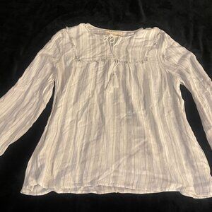 Cloth & Stone White Boho Peasant Blouse Size L NWOT